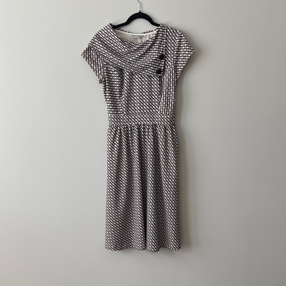 eShakti Monochrome Patterned Midi Dress